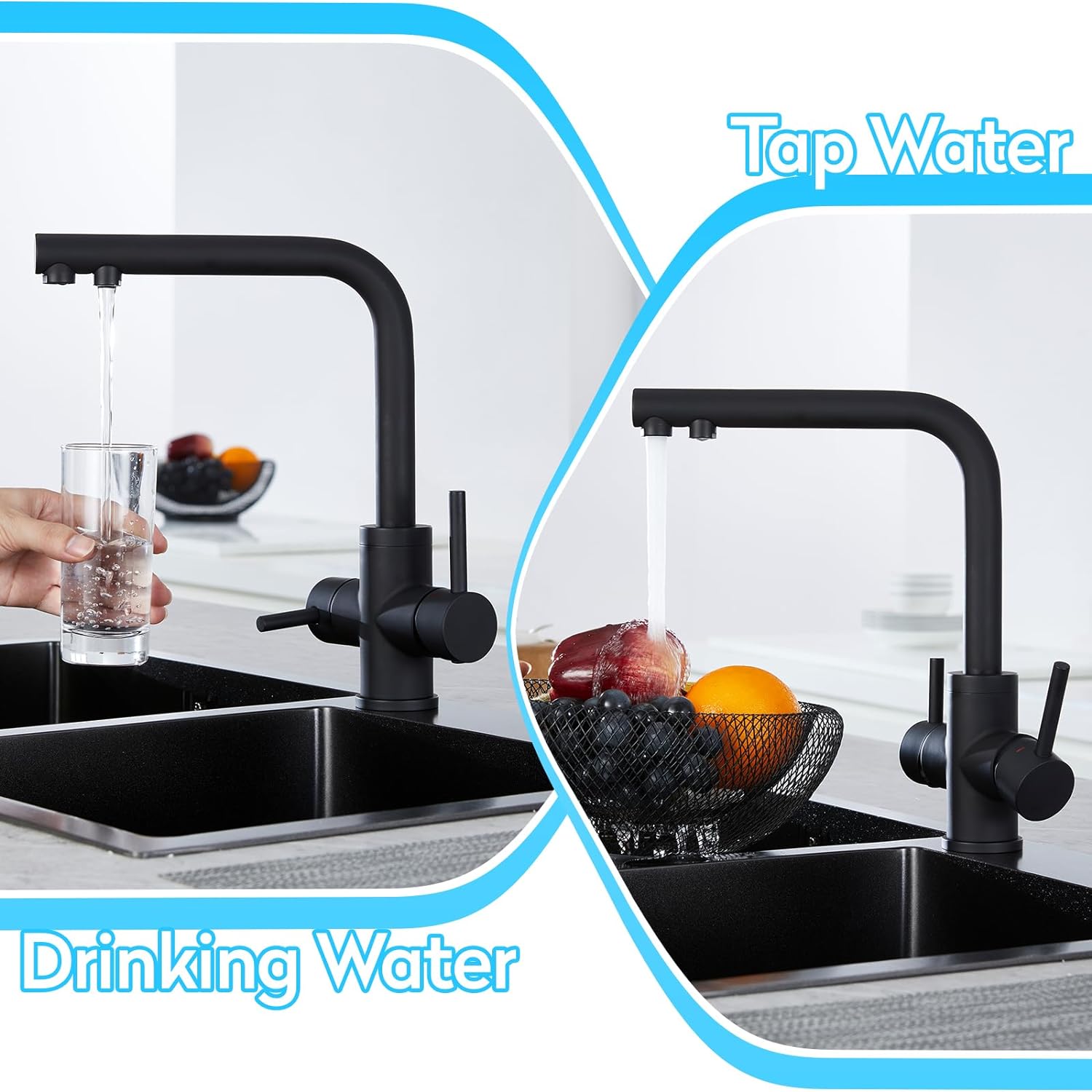 TapFlow™ | 3-in-1 Keukenkraan 90° voor RO Systeem