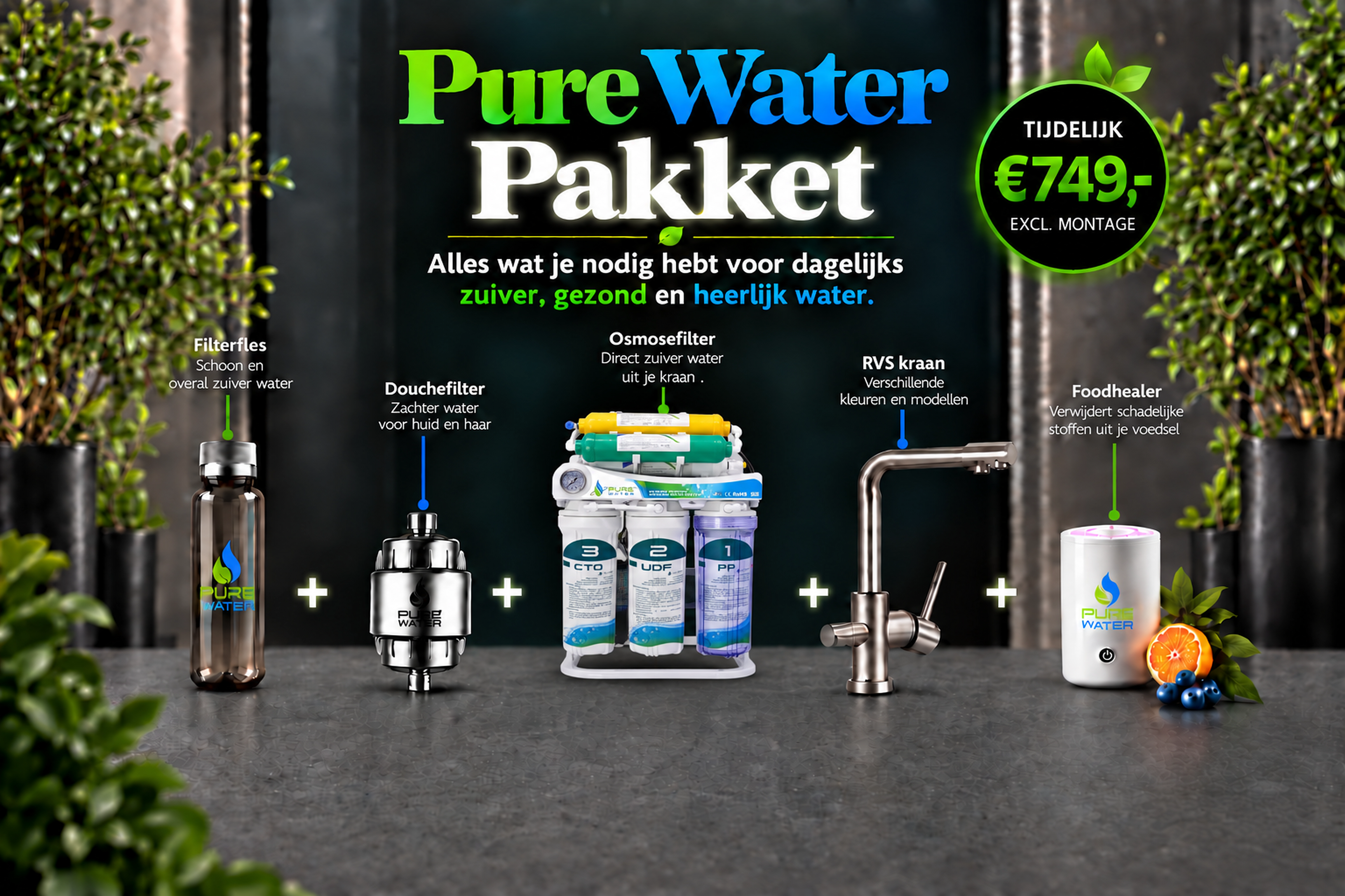 Inhoud van het complete Pure Water pakket