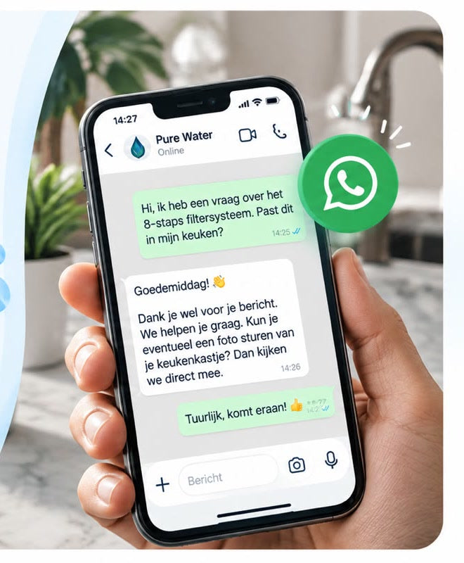 WhatsApp-gesprek met Pure Water voor persoonlijk advies
