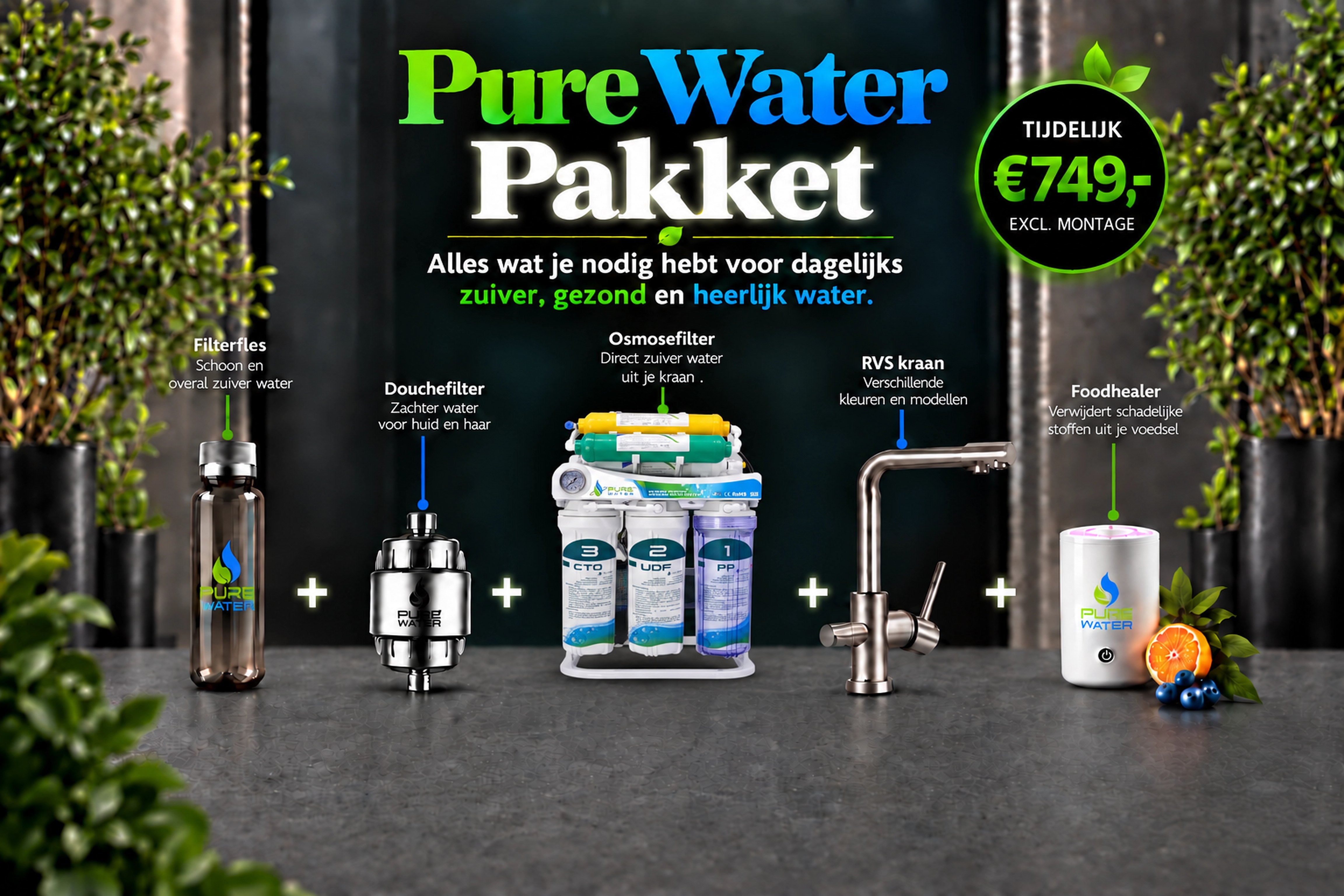 Inhoud van het complete Pure Water pakket